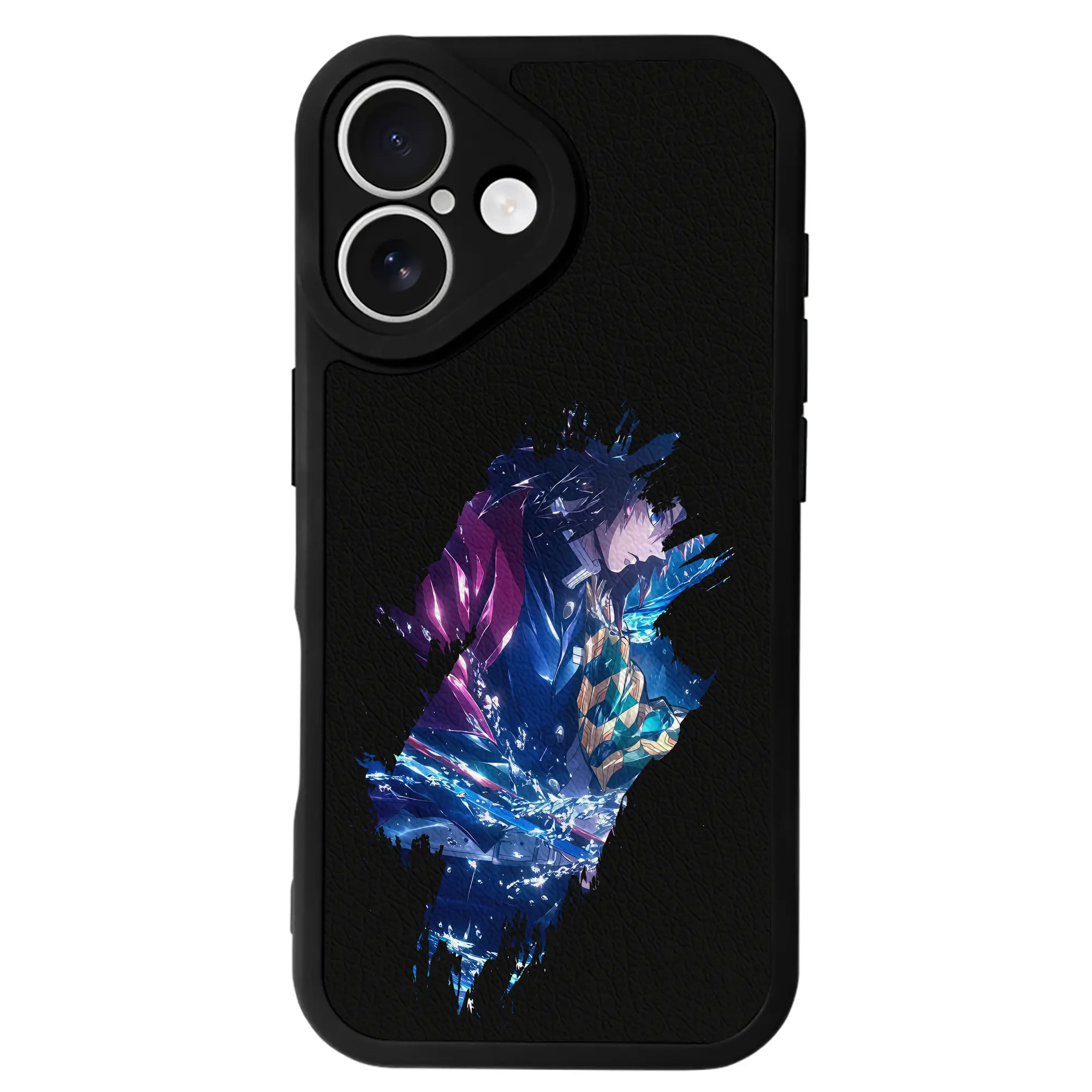 鬼滅の刃 グッズ,冨岡 義勇 - IPhone 16シリーズ対応 ・ シリコンスマホケース ・ レザー調 ・ 高精度フィット ・ 耐衝撃 ・ ワイヤレス充電対応 ・ 精密カット